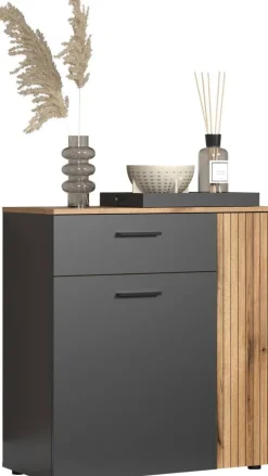 Kommode Esteban anthrazit Eiche Evoke Coast Nachbildung B/H/T: ca. 80x86x38 cm
