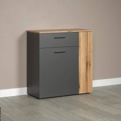 Kommode Esteban anthrazit Eiche Evoke Coast Nachbildung B/H/T: ca. 80x86x38 cm