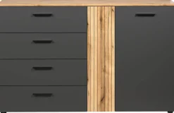 Kommode Esteban anthrazit Eiche Evoke Coast Nachbildung B/H/T: ca. 139x86x38 cm