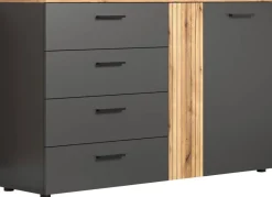 Kommode Esteban anthrazit Eiche Evoke Coast Nachbildung B/H/T: ca. 139x86x38 cm