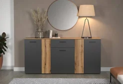 Kommode Esteban anthrazit Eiche Evoke Coast Nachbildung B/H/T: ca. 181x86x38 cm