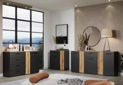 Kommode Esteban anthrazit Eiche Evoke Coast Nachbildung B/H/T: ca. 181x86x38 cm