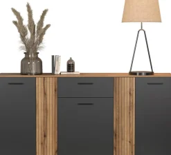 Kommode Esteban anthrazit Eiche Evoke Coast Nachbildung B/H/T: ca. 181x86x38 cm