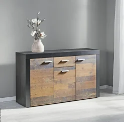 Kommode Focus Old Wood Nachbildung grau dunkel B/H/T: ca. 134x79x39 cm