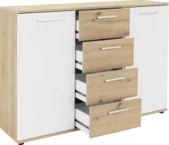 Kommode Jacky 2 Eiche Artisan Nachbildung weiß B/H/T: ca. 120x85x35 cm