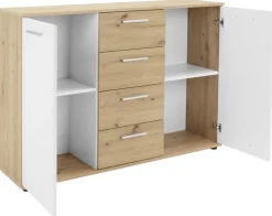 Kommode Jacky 2 Eiche Artisan Nachbildung weiß B/H/T: ca. 120x85x35 cm