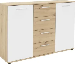 Kommode Jacky 2 Eiche Artisan Nachbildung weiß B/H/T: ca. 120x85x35 cm