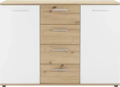Kommode Jacky 2 Eiche Artisan Nachbildung weiß B/H/T: ca. 120x85x35 cm