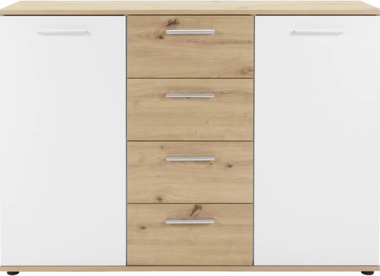 Kommode Jacky 2 Eiche Artisan Nachbildung weiß B/H/T: ca. 120x85x35 cm