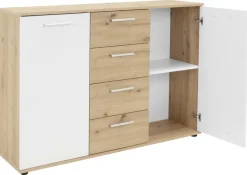 Kommode Jacky 2 Eiche Artisan Nachbildung weiß B/H/T: ca. 120x85x35 cm