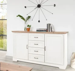 Kommode Jasmin Eiche Artisan Nachbildung weiß Pinie Nachbildung B/H/T: ca. 164x90x41 cm