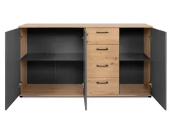 Kommode Kerry 51B Eiche Artisan Nachbildung anthrazit B/H/T: ca. 160x85x35 cm