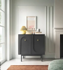Kommode MAZOMA schwarz gold Optik B/H/T: ca. 79x82x39 cm