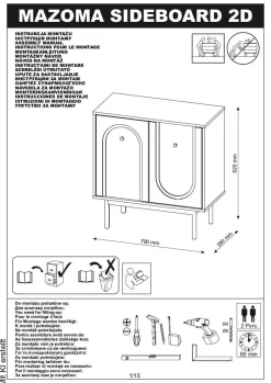 Kommode MAZOMA schwarz gold Optik B/H/T: ca. 79x82x39 cm