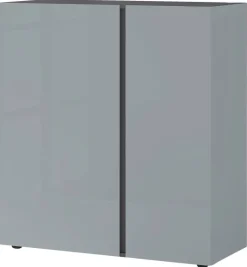 Kommode Mesa Graphit Nachbildung Silbergrau Hochglanz B/H/T: ca. 94x103x43 cm