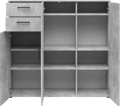 Kommode Multi-Stauraum Typ 33 Beton Optik B/H/T: ca. 120x115x40 cm