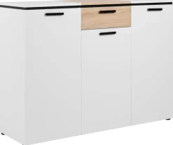Kommode Mystery weiß Eiche Sonoma Nachbildung B/H/T: ca. 117x84x39 cm