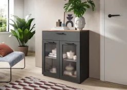 Kommode Niklas anthrazit Eiche Nox Oak Nachbildung B/H/T: ca. 78x84x35 cm