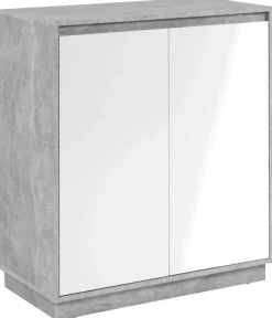 Kommode Phoenix Beton Optik weiß glänzend B/H/T: ca. 79x88x40 cm
