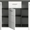 Kommode SALSA Rauchsilber Nachbildung weiß Hochglanz B/H/T: ca. 120x85x37 cm