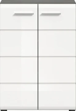 Kommode SALSA Rauchsilber Nachbildung weiß Hochglanz B/H/T: ca. 60x85x37 cm