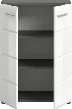 Kommode SALSA Rauchsilber Nachbildung weiß Hochglanz B/H/T: ca. 60x85x37 cm