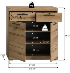 Kommode SCOUT Evoke Oak Nachbildung B/H/T: ca. 90x96x37 cm