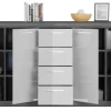 Kommode SCOUT Rauchsilber Nachbildung weiß Hochglanz B/H/T: ca. 165x85x37 cm