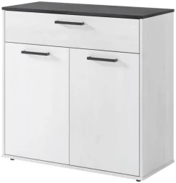 Kommode Smart 1 Massivholz kiefer weiß schwarz B/H/T: ca. 91x89x40 cm