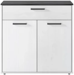 Kommode Smart 1 Massivholz kiefer weiß schwarz B/H/T: ca. 91x89x40 cm