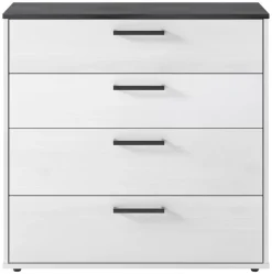 Kommode Smart 1 Massivholz kiefer weiß schwarz B/H/T: ca. 91x89x40 cm