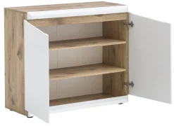 Kommode Tampa Eiche Viking Nachbildung weiß Hochglanz B/H/T: ca. 100x86x40 cm