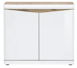 Kommode Tampa Eiche Viking Nachbildung weiß Hochglanz B/H/T: ca. 100x86x40 cm