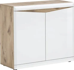 Kommode Tampa Eiche Viking Nachbildung weiß Hochglanz B/H/T: ca. 100x86x40 cm