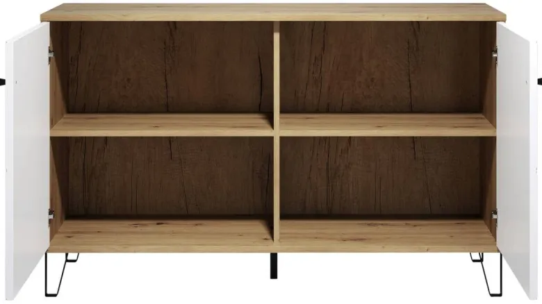 Kommode Touch Eiche Artisan Nachbildung weiß matt B/H/T: ca. 123x76x40 cm