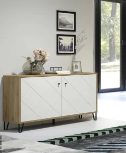Kommode Touch Eiche Artisan Nachbildung weiß matt B/H/T: ca. 123x76x40 cm