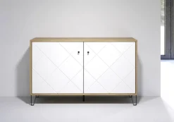 Kommode Touch Eiche Artisan Nachbildung weiß matt B/H/T: ca. 123x76x40 cm