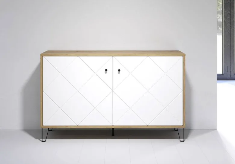 Kommode Touch Eiche Artisan Nachbildung weiß matt B/H/T: ca. 123x76x40 cm