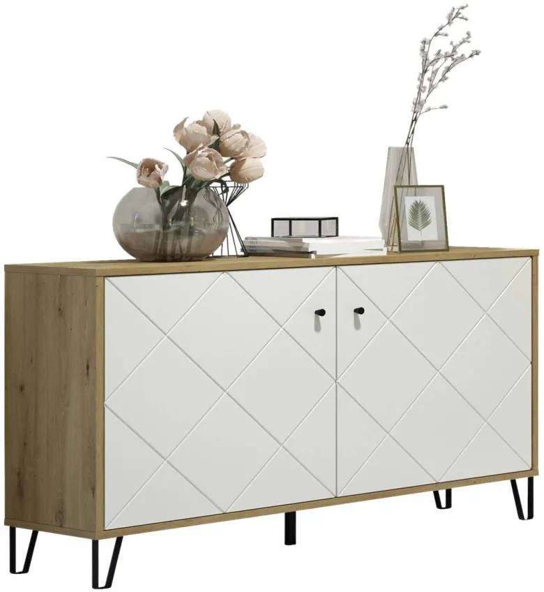 Kommode Touch Eiche Artisan Nachbildung weiß matt B/H/T: ca. 123x76x40 cm