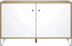 Kommode Touch Eiche Artisan Nachbildung weiß matt B/H/T: ca. 123x76x40 cm