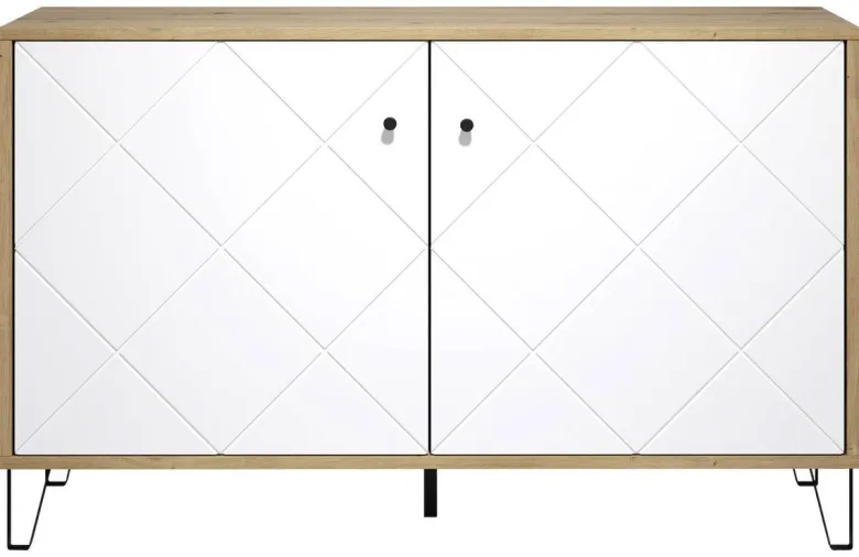 Kommode Touch Eiche Artisan Nachbildung weiß matt B/H/T: ca. 123x76x40 cm