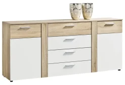 Kommode Trentino Eiche Sonoma Nachbildung weiß B/H/T: ca. 180x81x40 cm