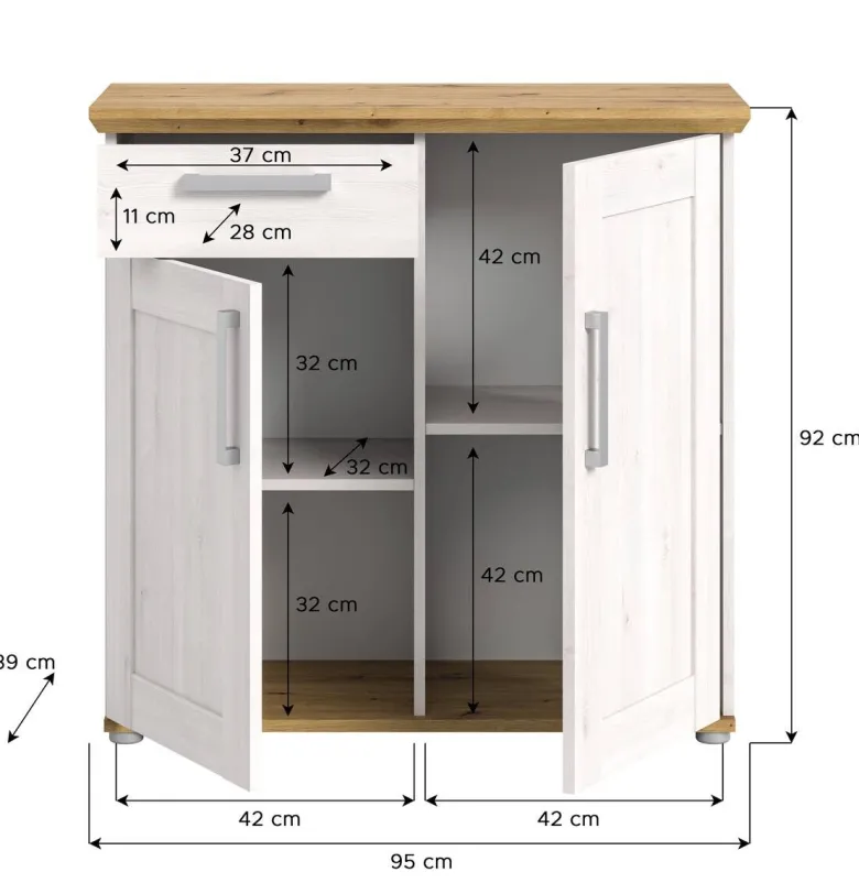 Kommode Verona Sibiu Lärche Nachbildung Eiche Artisan Nachbildung B/H/T: ca. 95x92x39 cm