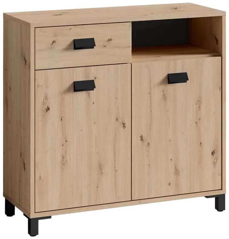 Kommode WELLNESS Eiche Artisan Nachbildung schwarz schwarz anthrazit B/H/T: ca. 80,5x77,5x31 cm
