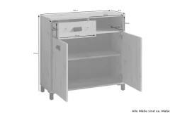 Kommode WELLNESS Eiche Artisan Nachbildung schwarz schwarz anthrazit B/H/T: ca. 80,5x77,5x31 cm