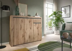 Kommode Woody Nox Oak Nachbildung anthrazit B/H/T: ca. 131x105x37 cm