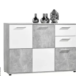 Kommode Zero Beton Optik weiß B/H/T: ca. 117x82x39 cm