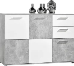 Kommode Zero Beton Optik weiß B/H/T: ca. 117x82x39 cm