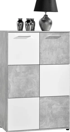 Kommode Zero Beton Optik weiß B/H/T: ca. 78x120x39 cm