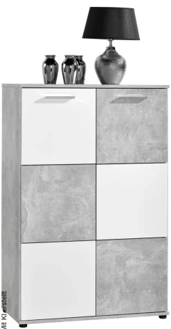 Kommode Zero Beton Optik weiß B/H/T: ca. 78x120x39 cm